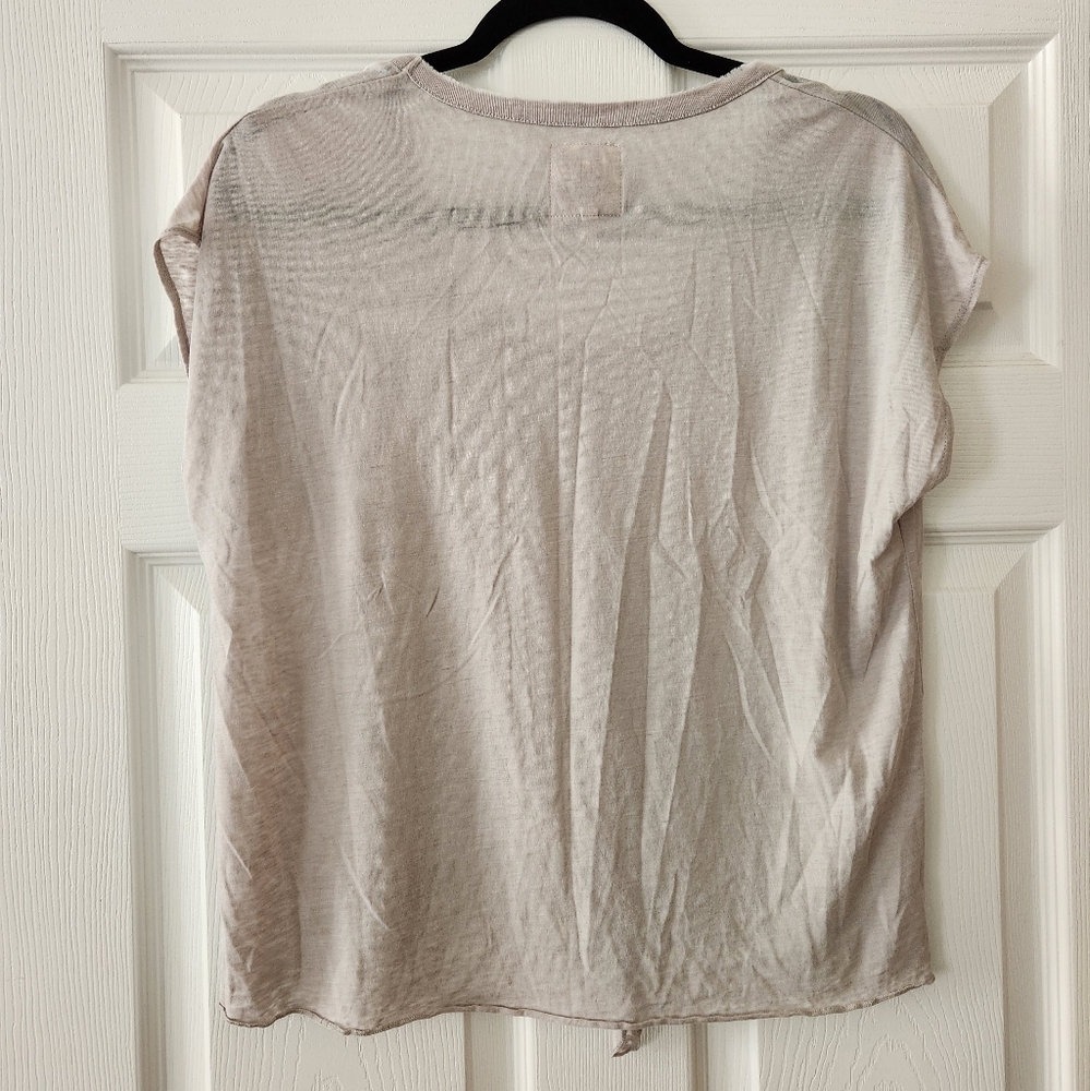Chaser Lightweight Tie Front Scoop Neck Tshirt Gray - Picture 3 of 4